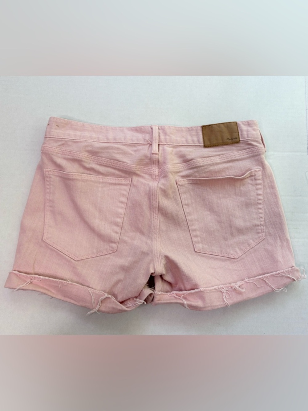 Madewell Pastel Pink Denim Shorts Size 27 - Grannycore Whimsy Distressed Cutoffs - Picture 2 of 11